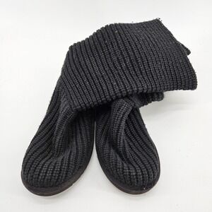 UGG Classic Cardy Black Knit Button Tall Slouch Winter Boots Cozy Size 5